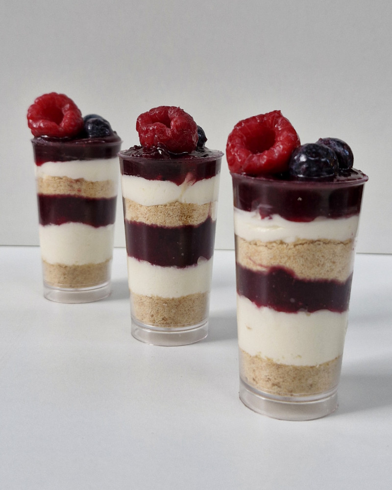 Shots de cheesecake, vasitos de postre Shots de cheesecake, vasitos de postre